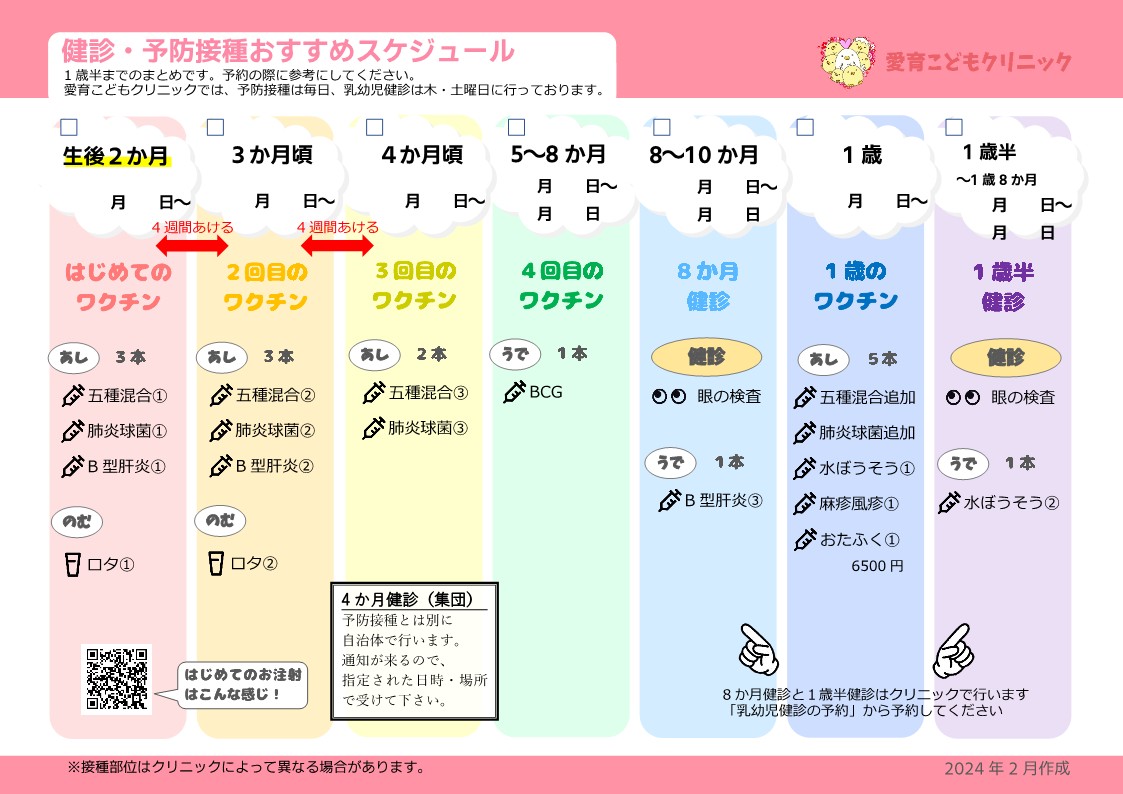 生後２ヶ月からの定期接種 | 愛育こどもクリニック